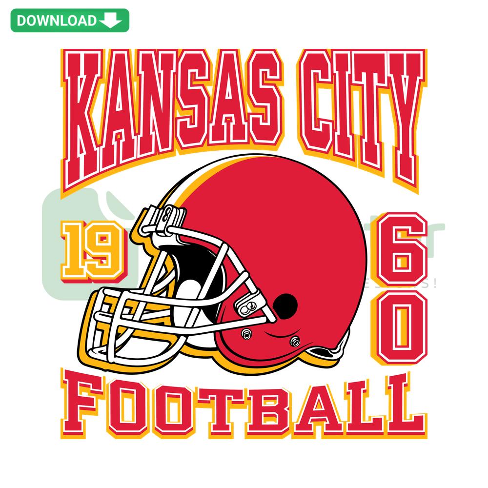 Vintage Kansas City Chiefs 1960 Helmet SVG, Retro Football Graphic, Instant Download, Sports Memorabilia, NFL Fan Art