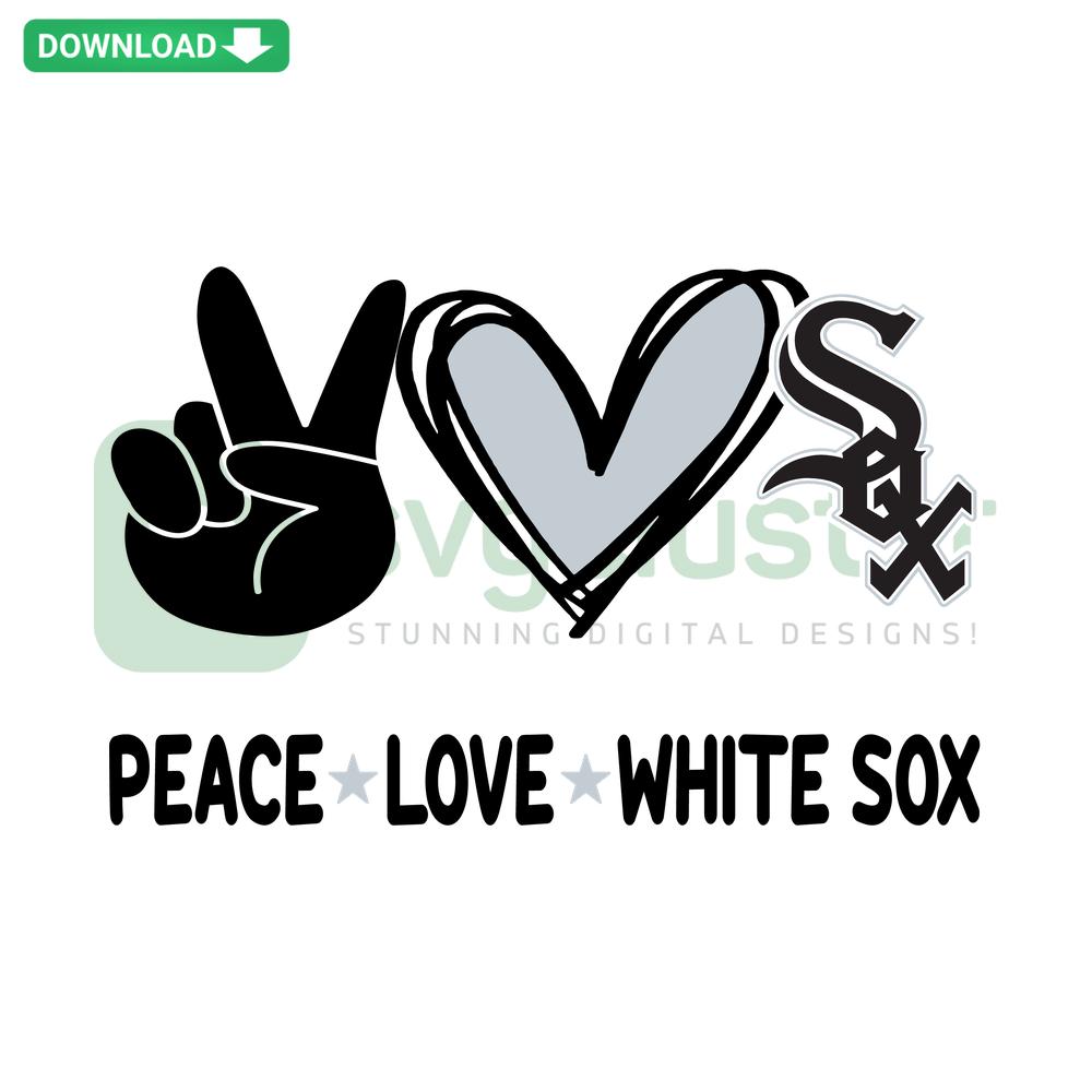 Peace Love White Sox SVG Design with Baseball Heart - Perfect for Cricut, Silhouette, and Craft Projects, Digital Download