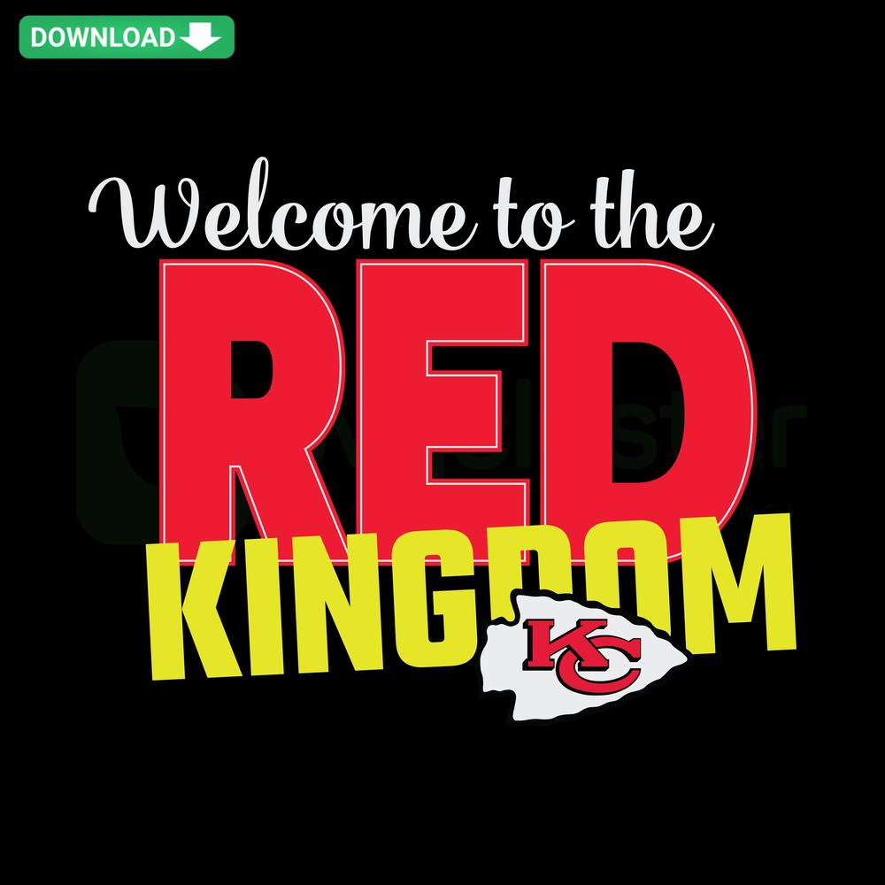 Welcome To The Red Kingdom SVG Design: Bold Red Typography, Intricate Elements, Designer SVG Resources, Craft Project Use