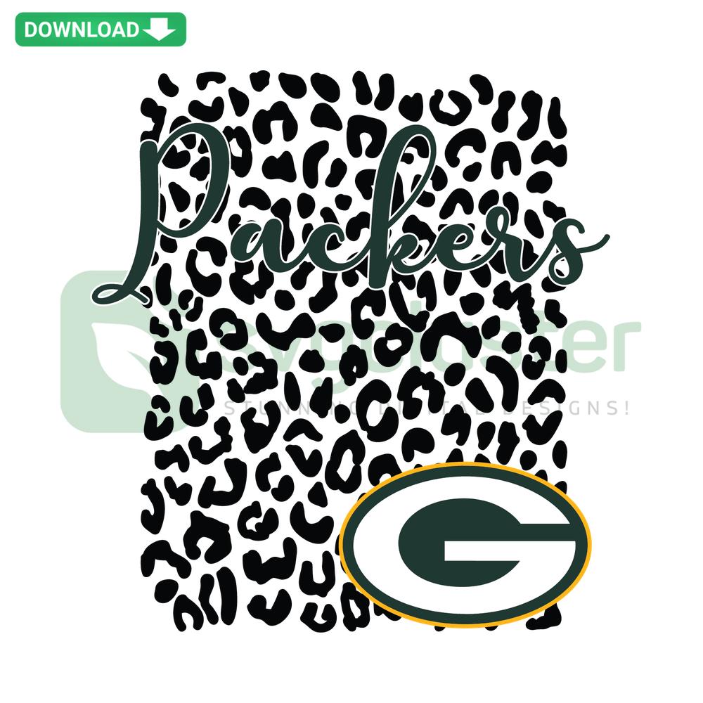 Green Bay Packers Leopard Spirit SVG, featuring leopard print design with team logo, ideal for sports fans, vector download.