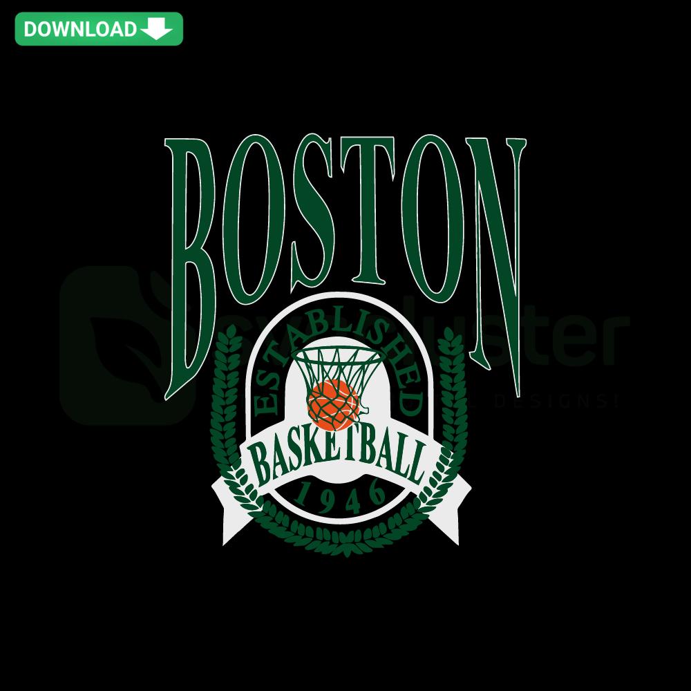 Boston Basketball Est. 1946 SVG, Retro Design, Digital Download, Printable Sports Logo, Vintage Style, Editable SVG File