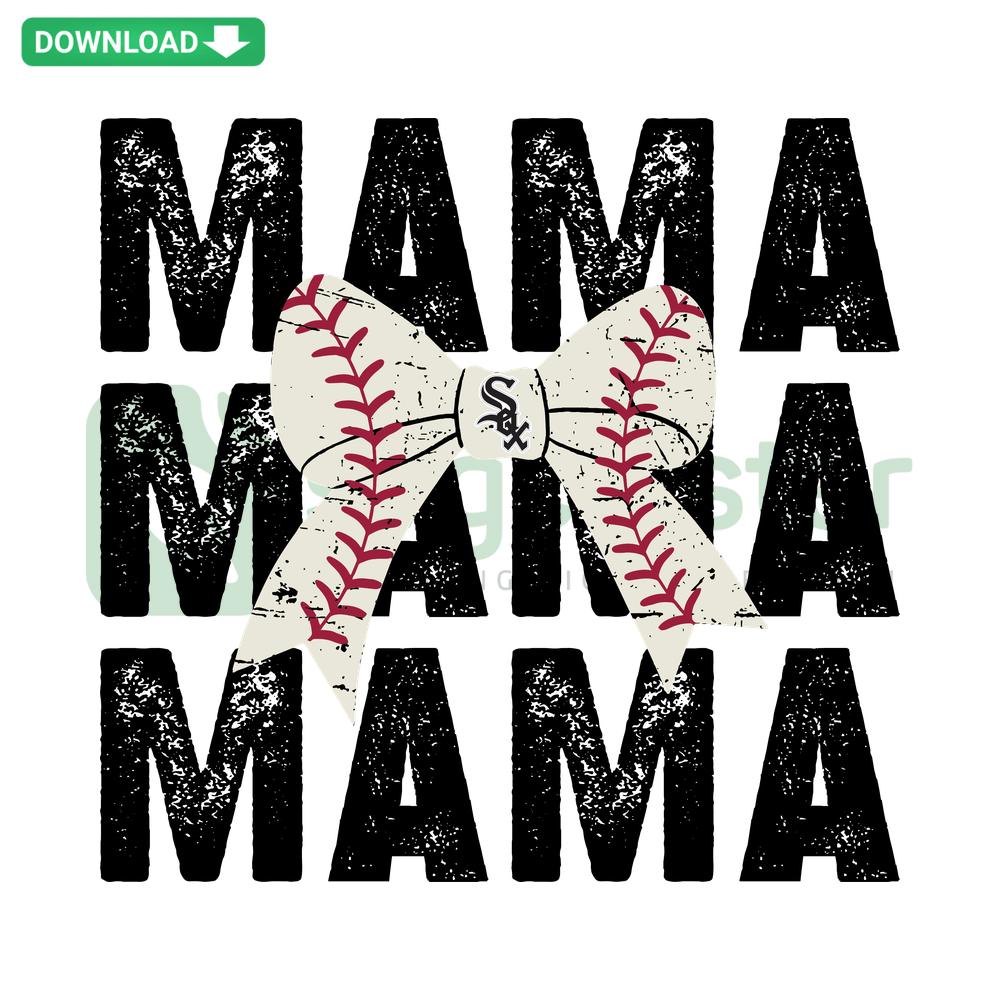 Mama Bow Tie Baseball Chicago White Sox SVG, Scrapbooking Design: Stylish bow-tie logo with baseball theme, perfect for crafts.