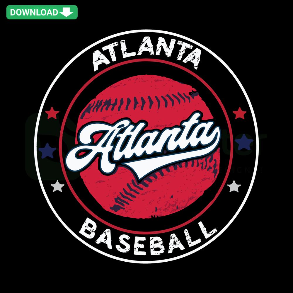 Atlanta Baseball SVG Digital Download featuring a baseball bat and ball, perfect for printable crafts and digital projects.