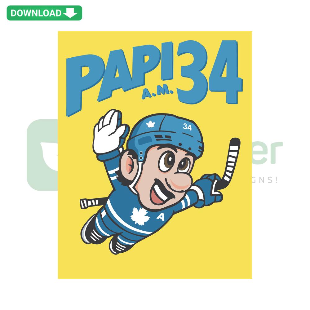 Auston Matthews Super Papi 34 SVG - Toronto Maple Leafs Craft Pattern, Digital Design for DIY Projects, Sports Fan Art