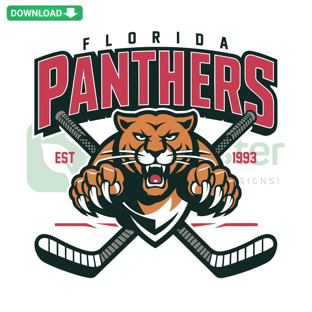 Vintage Florida Panthers Hockey Logo 1993 SVG, Customizable SVG File, Retro NHL Design, Sports Memorabilia Art, Fan Collectible.