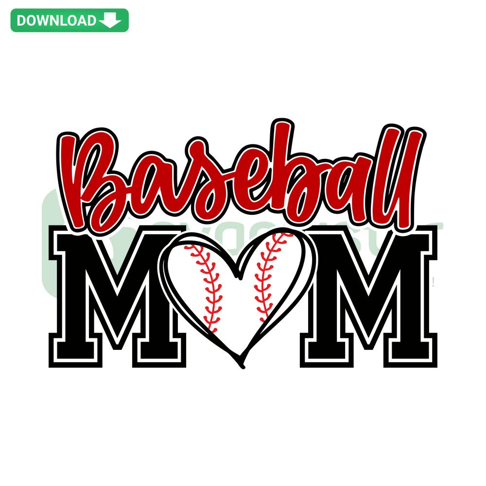 Baseball Mom Heart SVG Design: Free Download for Personal & Commercial Use - Perfect for Sports-themed DIY Crafts