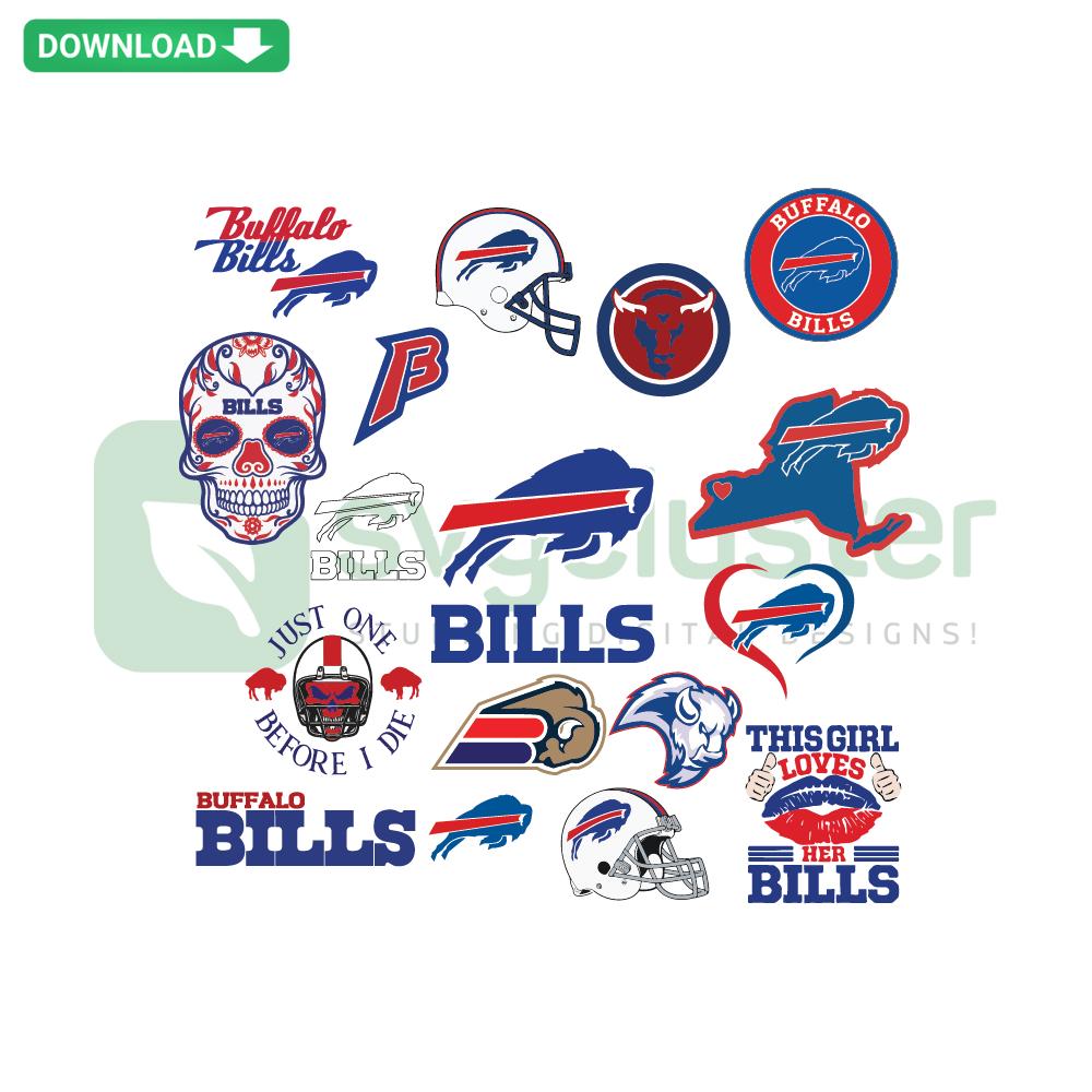 Buffalo Bills Football Bundle, 19 SVG Cricut Design Files, NFL Team Graphics, Digital Download, Crafting Set