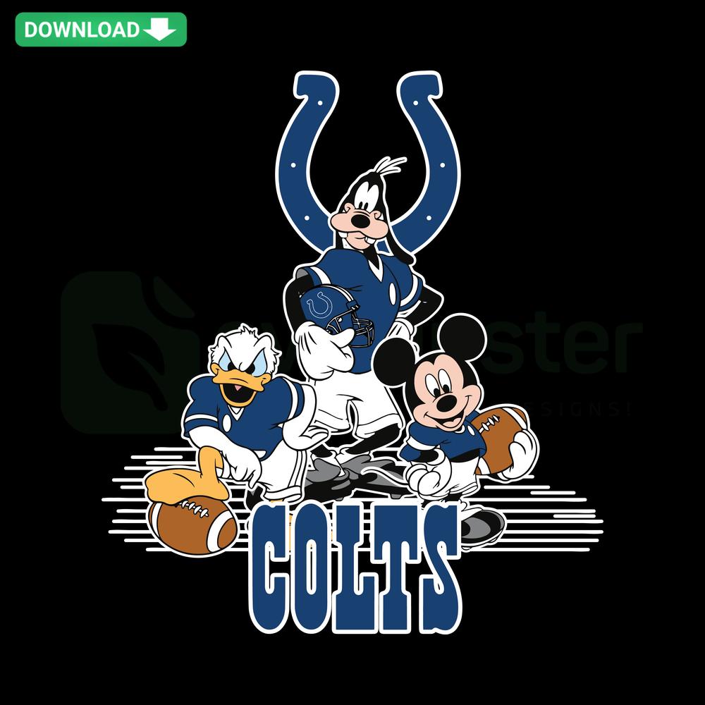 Mickey Mouse Indianapolis Colts football SVG, featuring iconic Disney character in Colts gear. Perfect for NFL-themed digital projects.