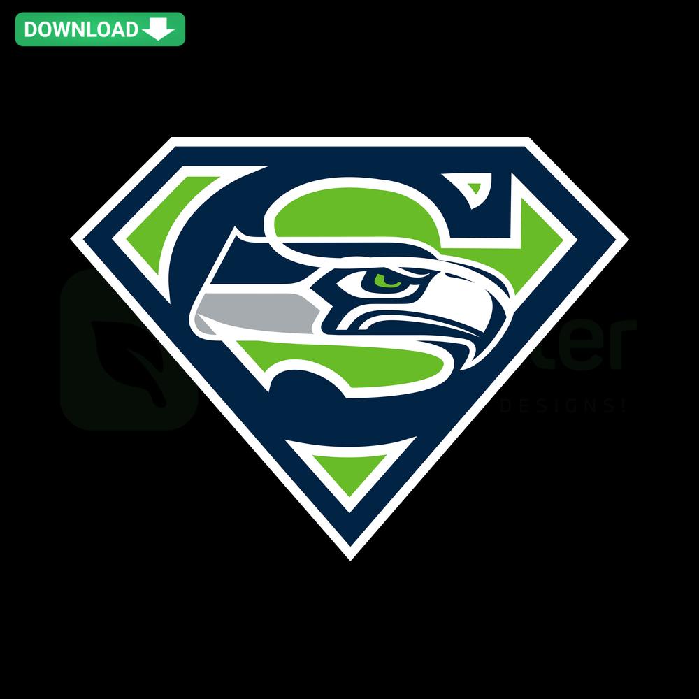 Superman Seattle Seahawks SVG Digital Download featuring Superman logo with Seahawks colors, perfect for crafts and commercial use.