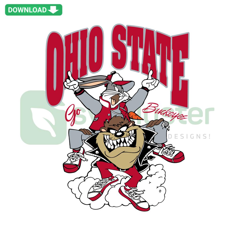 Looney Tunes Ohio State Buckeyes SVG for Cricut featuring iconic characters, Buckeyes colors, perfect for sports fans and crafters.