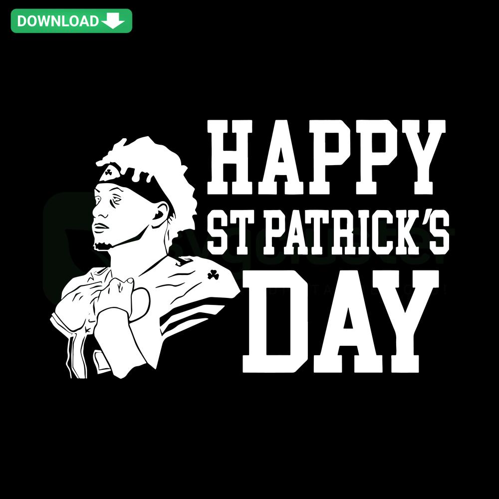 St Patrick's Day Kansas City Chiefs SVG, featuring green shamrock patterns, ideal for crafts and festive designs.