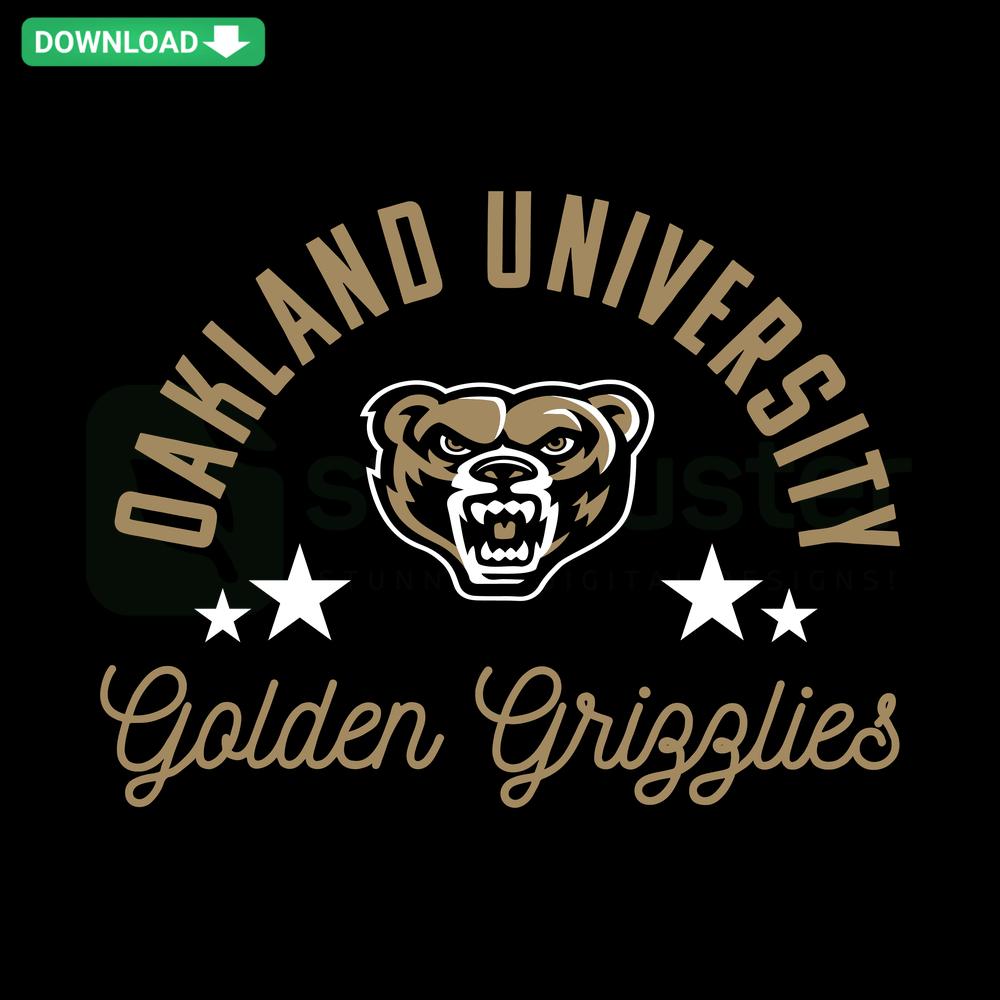 Vintage Oakland University Golden Grizzlies Logo SVG, featuring iconic bear mascot and classic retro design. Download SVG Images.