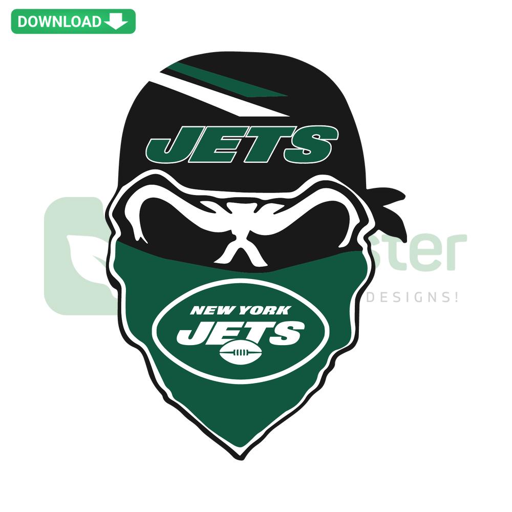 New York Jets Skull SVG design for wall art, digital download, vibrant team colors, perfect for Jets fans, SVG file.