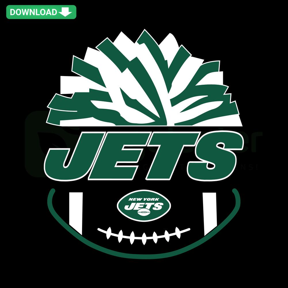 New York Jets NFL Football SVG Design, Printable Download; Digital artwork featuring iconic Jets logo and team colors.
