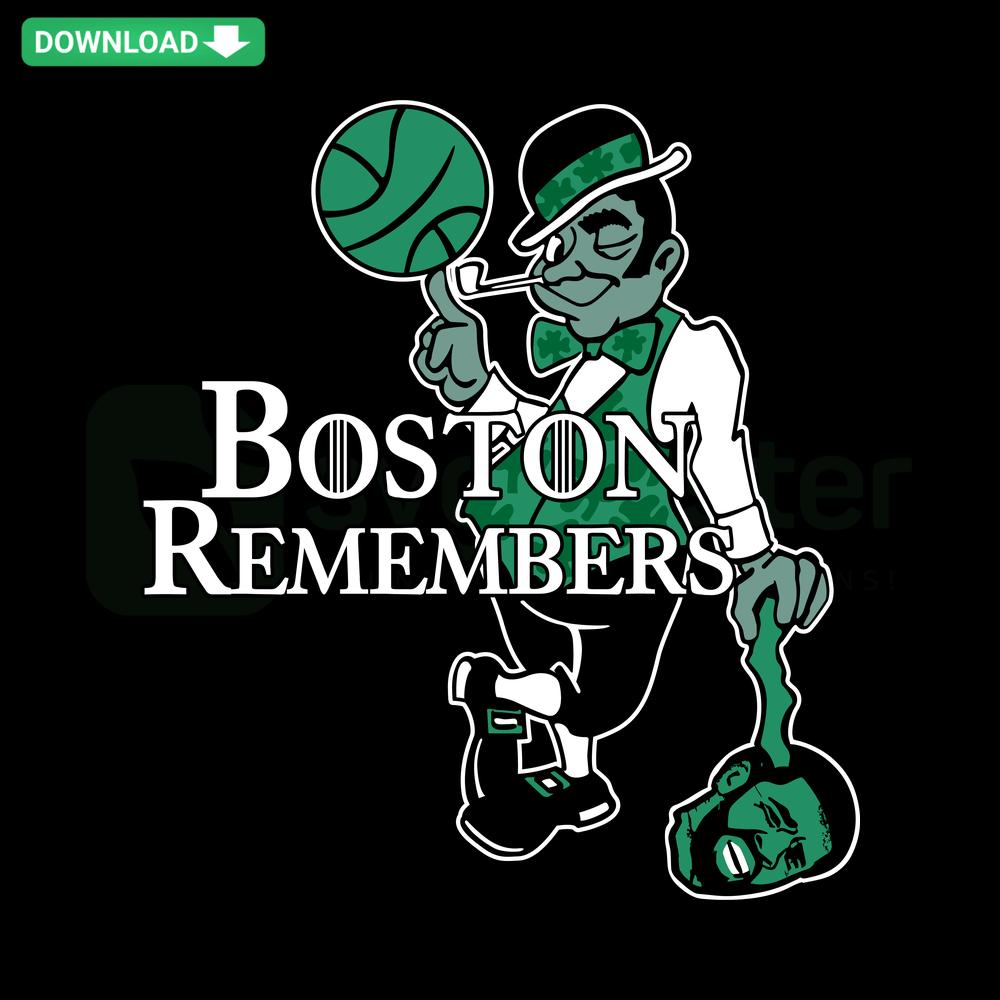 Boston Remembers Basketball SVG featuring iconic city skyline, perfect for home decor digital download.