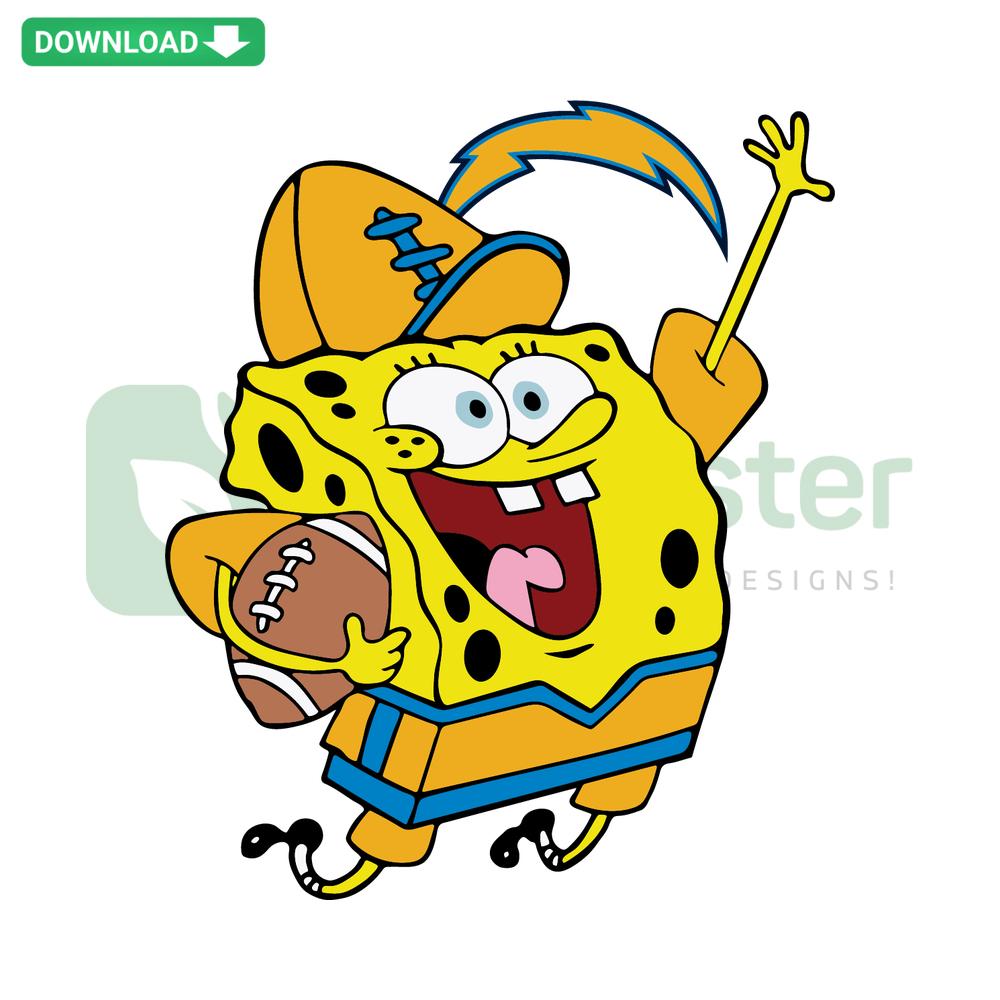 Los Angeles Chargers Football Spongebob SVG, vibrant cartoon design for sports fans, digital SVG resource for custom crafts.