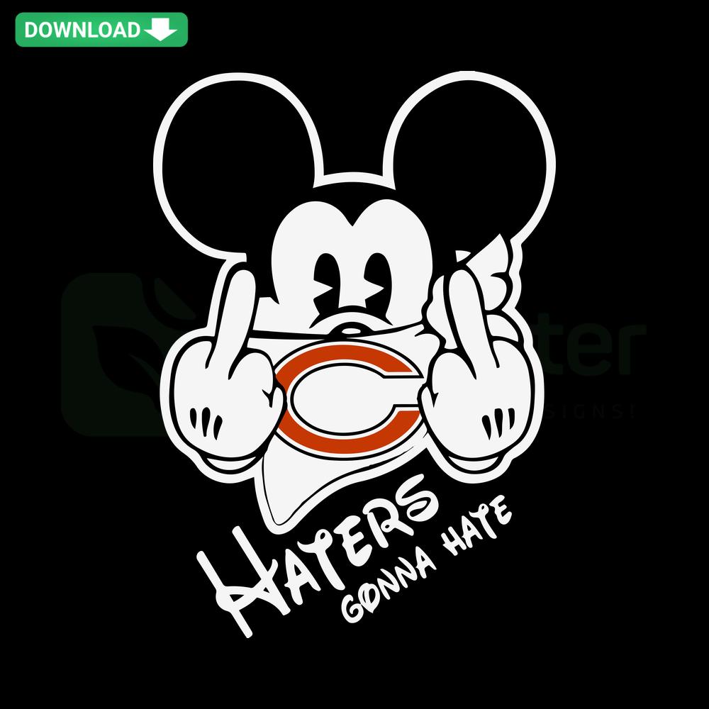 Mickey Mouse Haters Gonna Hate Chicago Bears Logo SVG, Instant Designer Download, unique fan art with team colors.