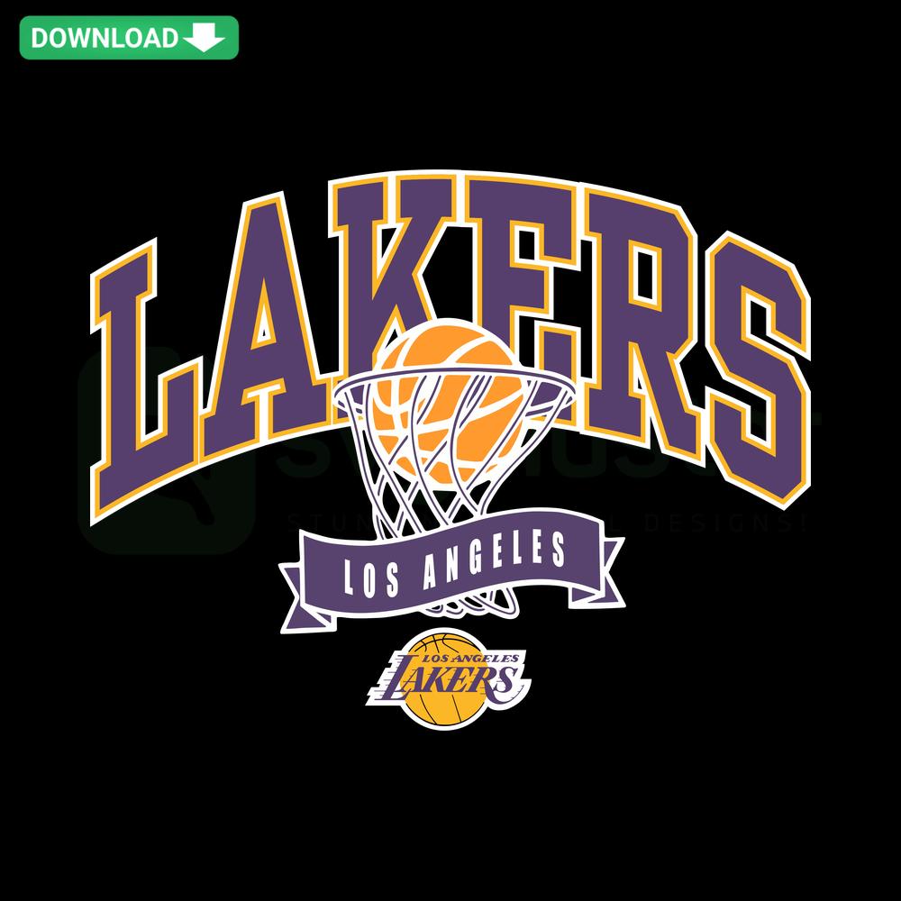 Vintage Lakers Basketball Net Los Angeles SVG, Retro Design, Printable SVG, Digital Download, Sports Decor, Lakers Fan, DIY Project