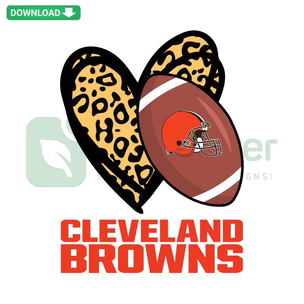Cleveland Browns Leopard Heart SVG, featuring bold leopard print heart design perfect for crafts, DIY projects, and team spirit decor.