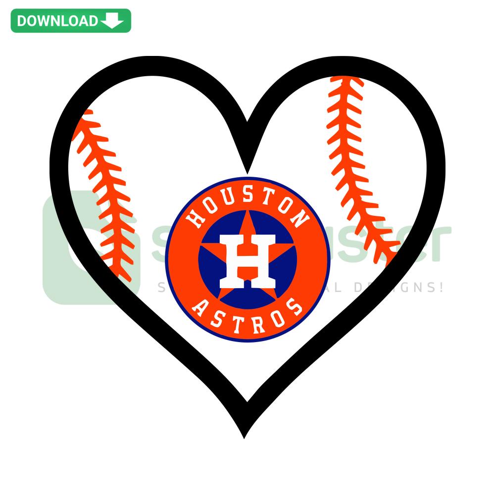 Astros Baseball Heart SVG Digital Download, Houston Astros-themed layered heart design, perfect for sports crafting projects.