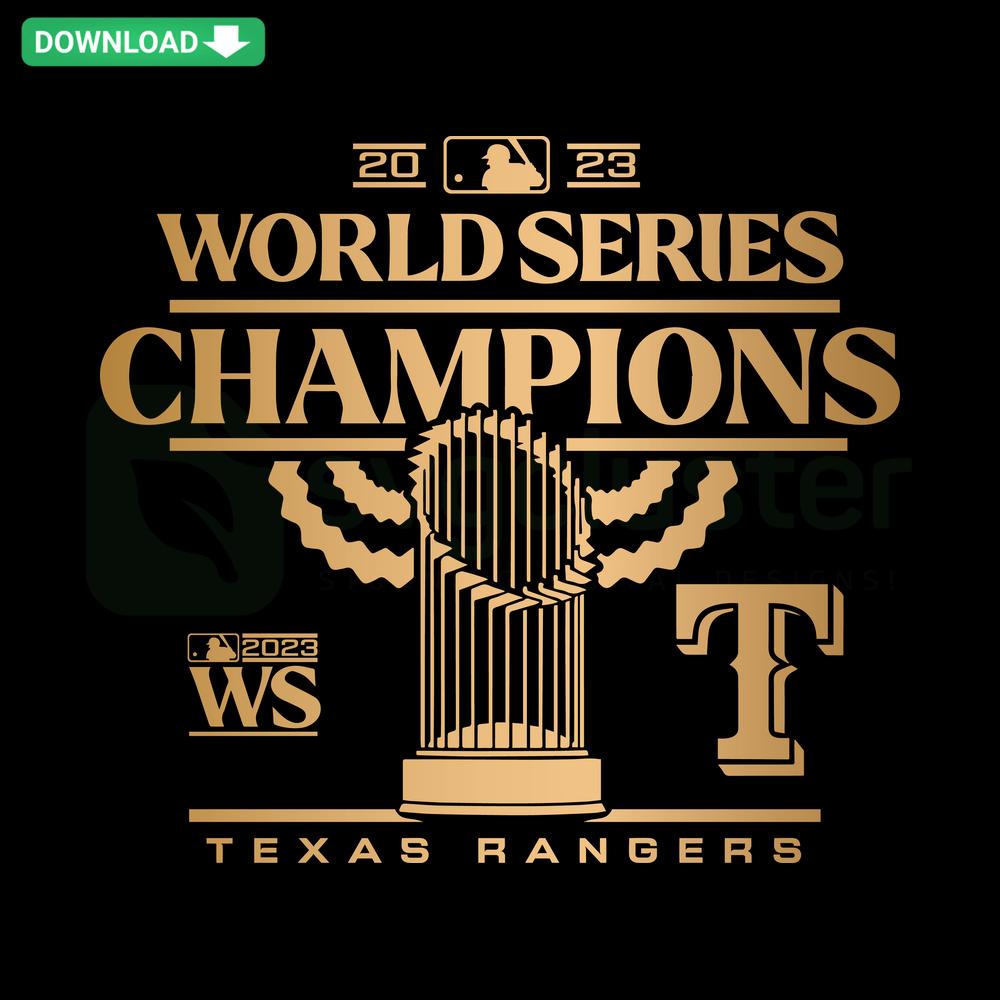 Texas Rangers 2023 World Series Champions SVG, Cricut Template Design featuring celebratory baseball graphics and team logo.