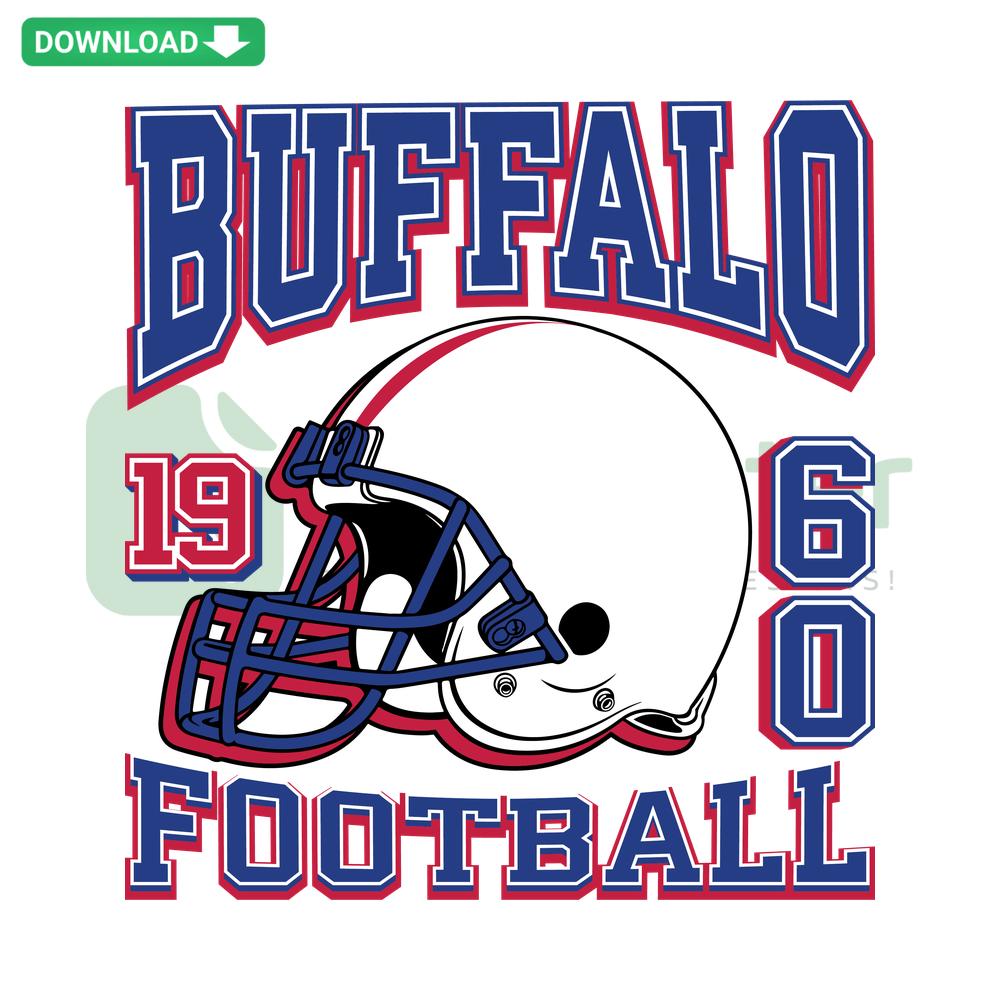 Vintage Buffalo Bills 1960 football helmet SVG design, retro sports art, digital download, classic NFL team logo illustration.