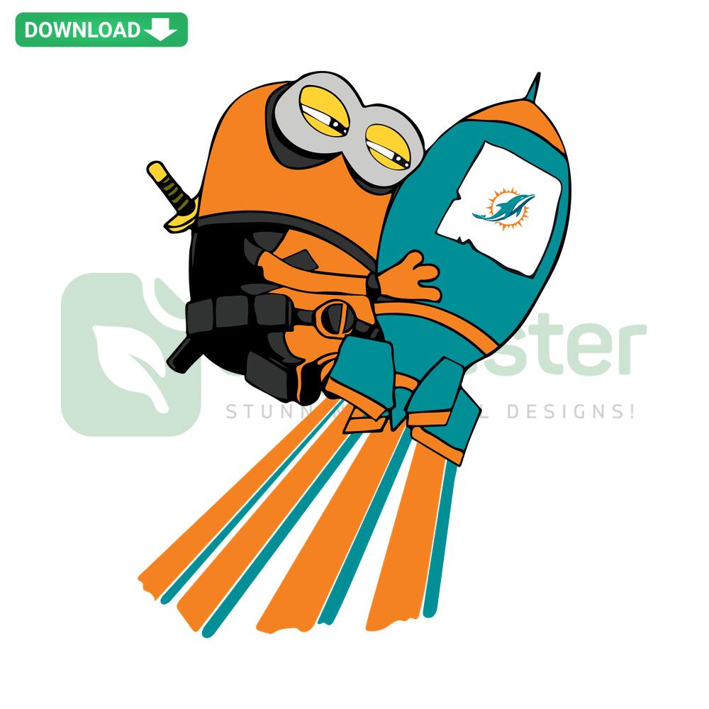 Minions Miami Dolphins SVG, digital clip art featuring Minions supporting Miami Dolphins, perfect for crafting and fan projects.