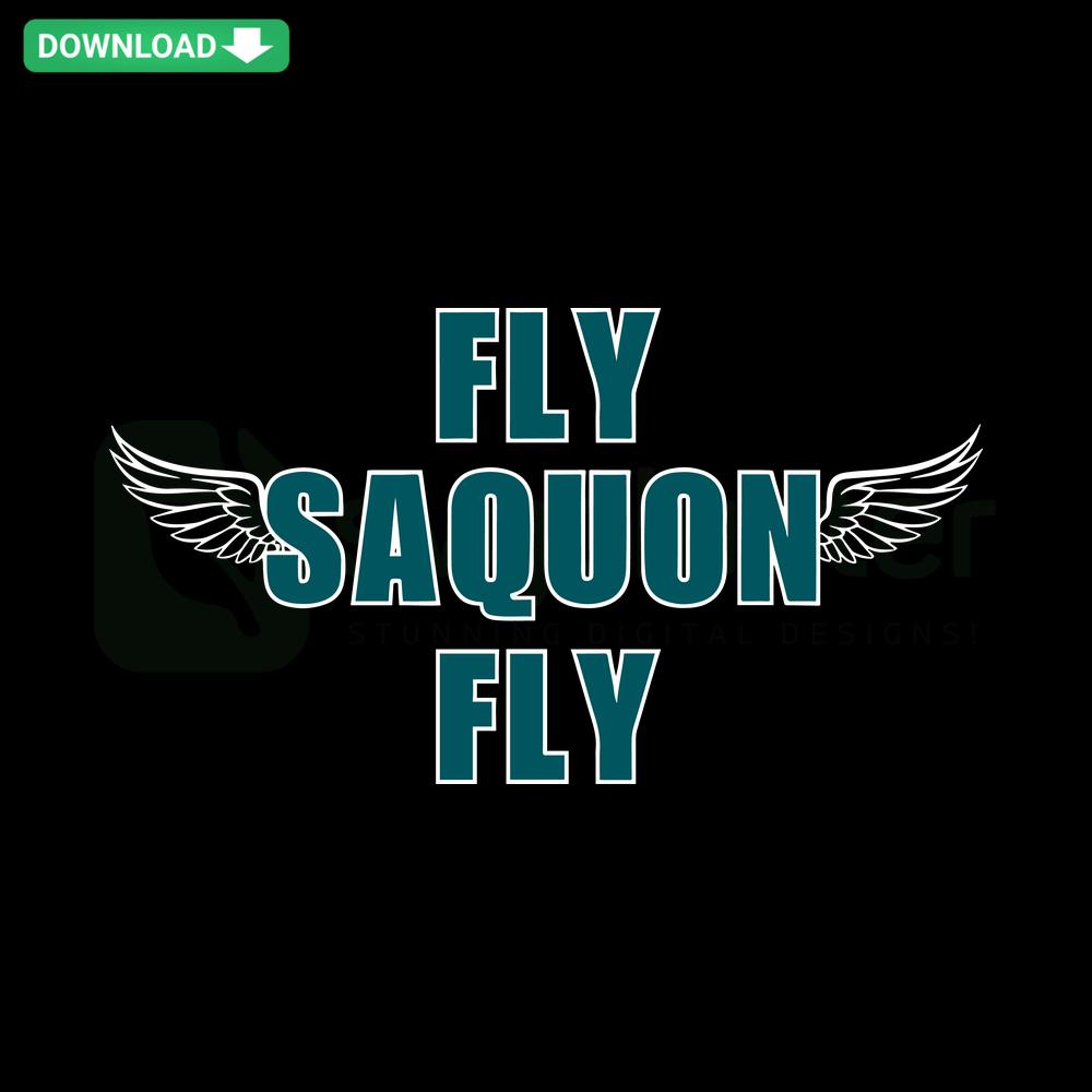 Philadelphia Football SVG with Saquon, Eagle wings, and editable text, perfect for Cricut projects. Fly Saquon Fly design download.