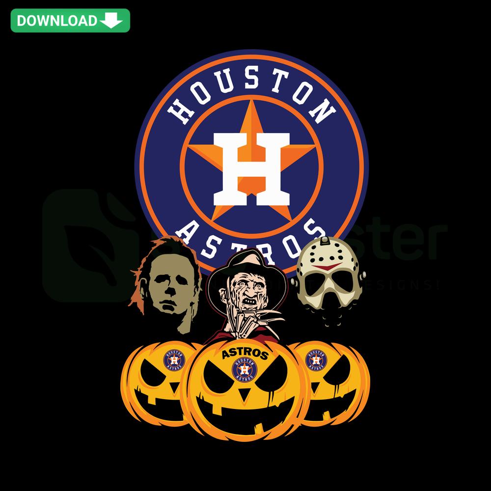 Houston Astros Halloween Horror Movie Pumpkin SVG: Craft Patterns, Spooky Design, Pumpkin Carving SVG, Astros Fan Art.