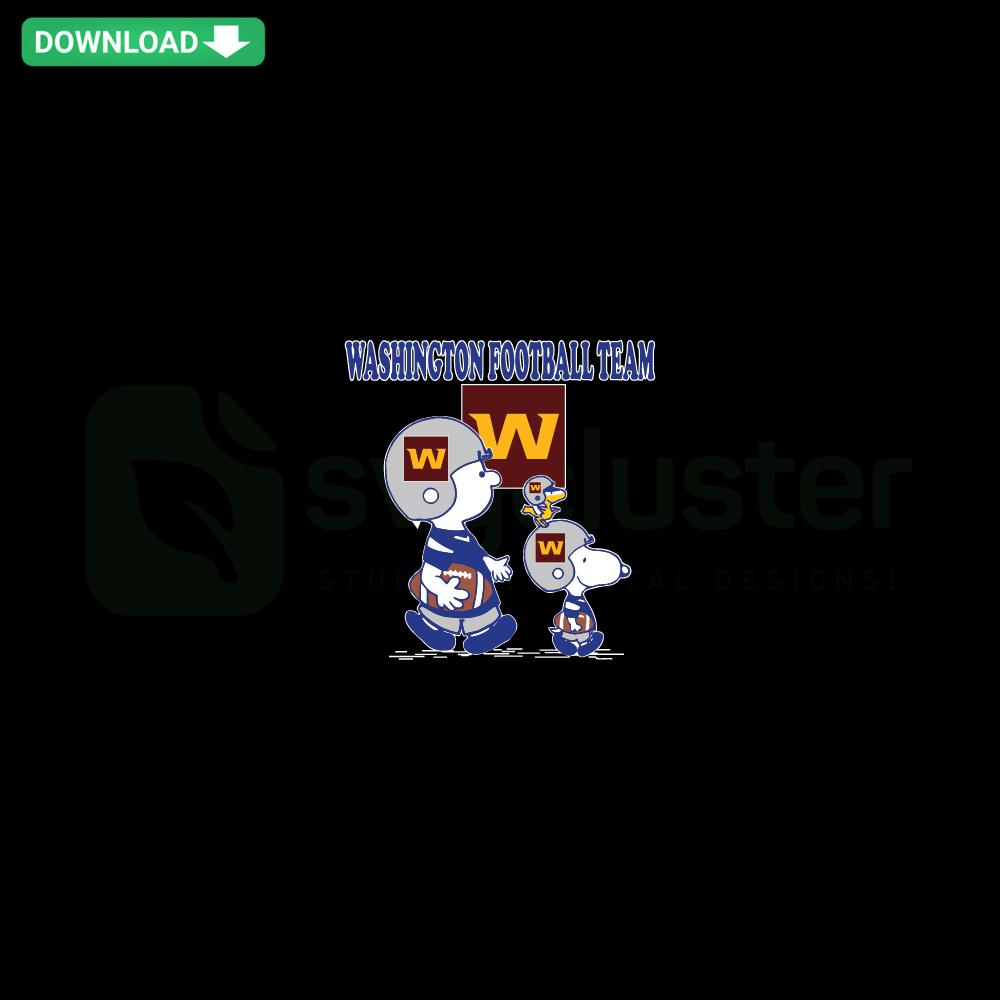 Washington Football Team themed Charlie Brown and Snoopy SVG, printable digital design featuring beloved Peanuts characters.