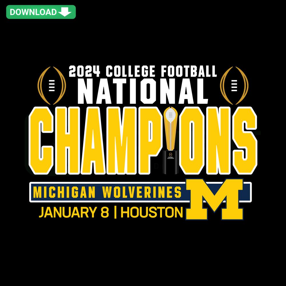 2024 CFP National Champions Michigan Wolverines SVG design with team logo, ideal for T-Shirt printing, digital download.