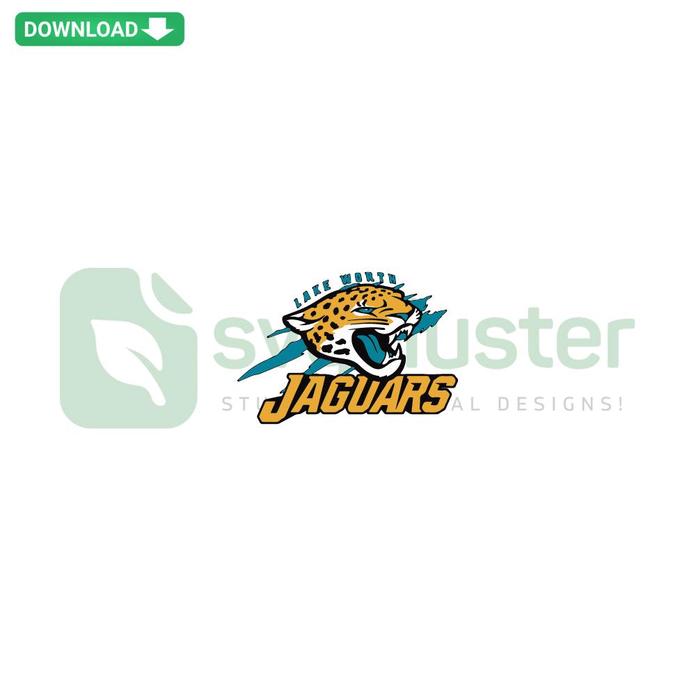 Lake Worth Jaguars SVG Download, sports team logo design, vibrant jaguar illustration with text, perfect for digital crafting.