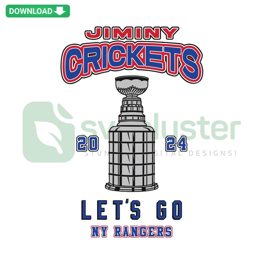 NY Rangers Jiminy Crickets Matt Rempe Hockey SVG, vibrant card template featuring team logo, player silhouette, and hockey elements.