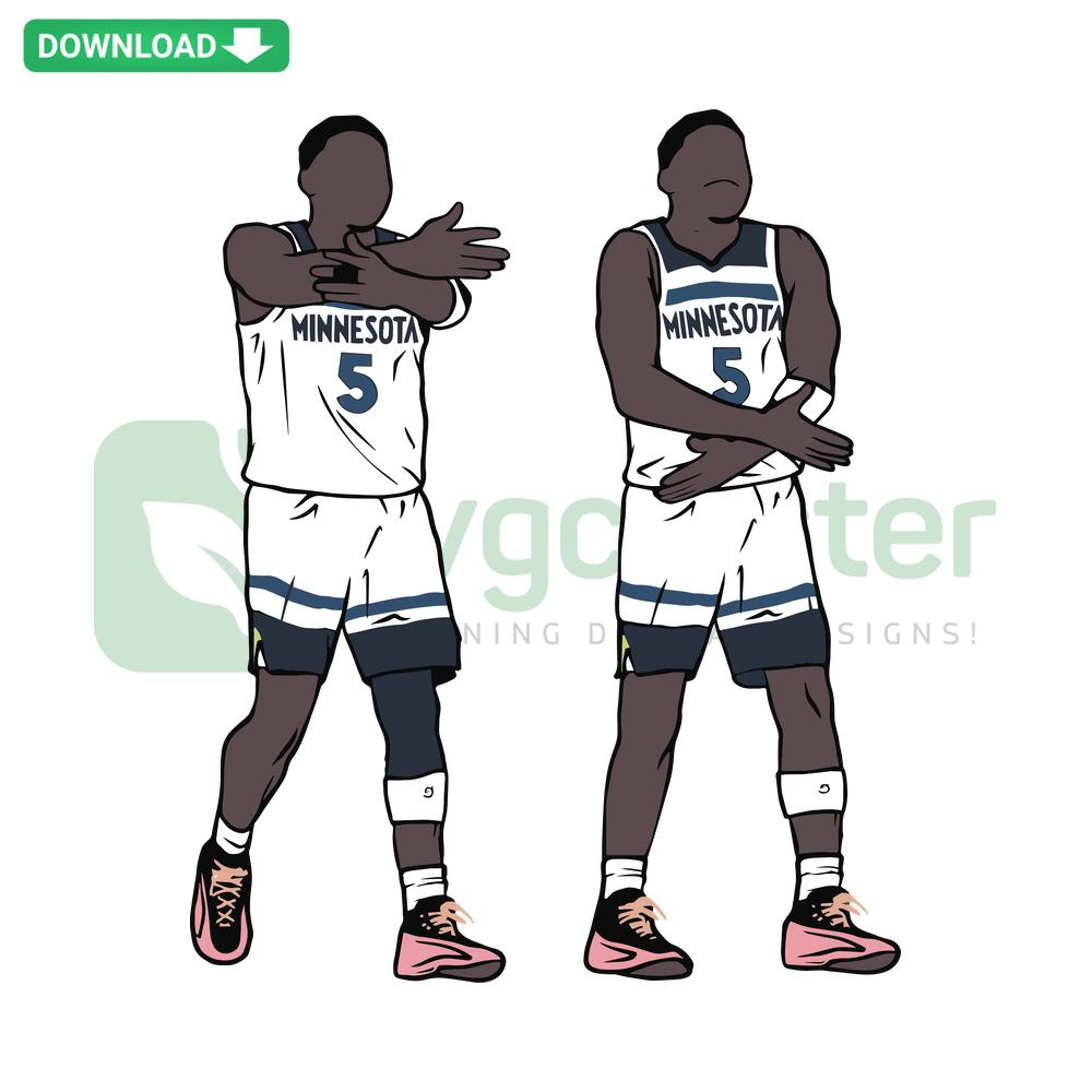 Anthony Edwards celebrating, Minnesota Timberwolves SVG design; editable for Cricut projects. Basketball, chop celebration, SVG file.