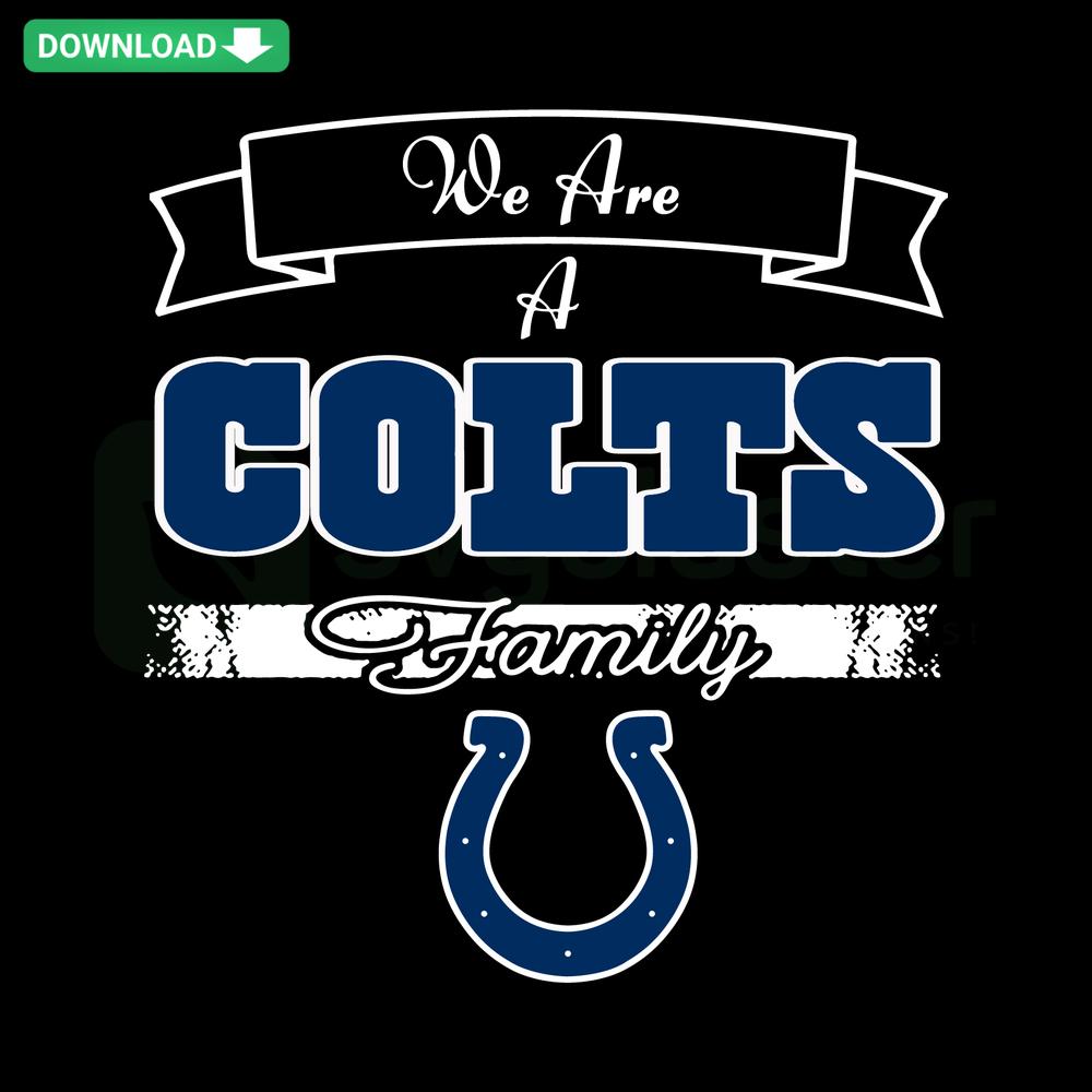 Colts Family SVG File: Blue and white horseshoe design for custom wall art; perfect digital download for sports fans.