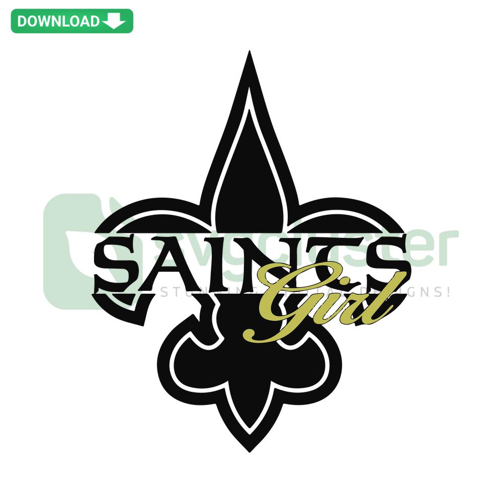 Saints Girl Football Logo SVG, Digital Download, Editable for Cricut; features bold football design, team colors, and saint icon.