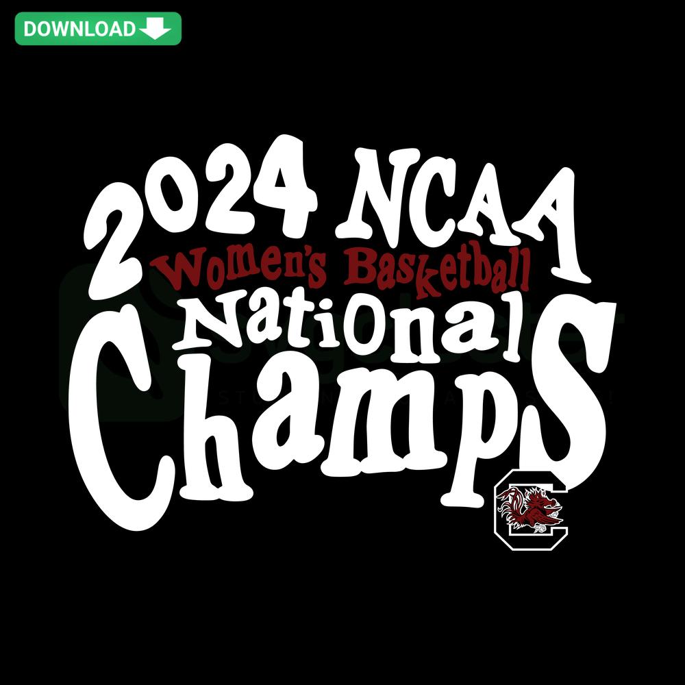 South Carolina Gamecocks NCAA Women's Basketball Champs SVG; vector design with bold team logo and spirited championship motifs.