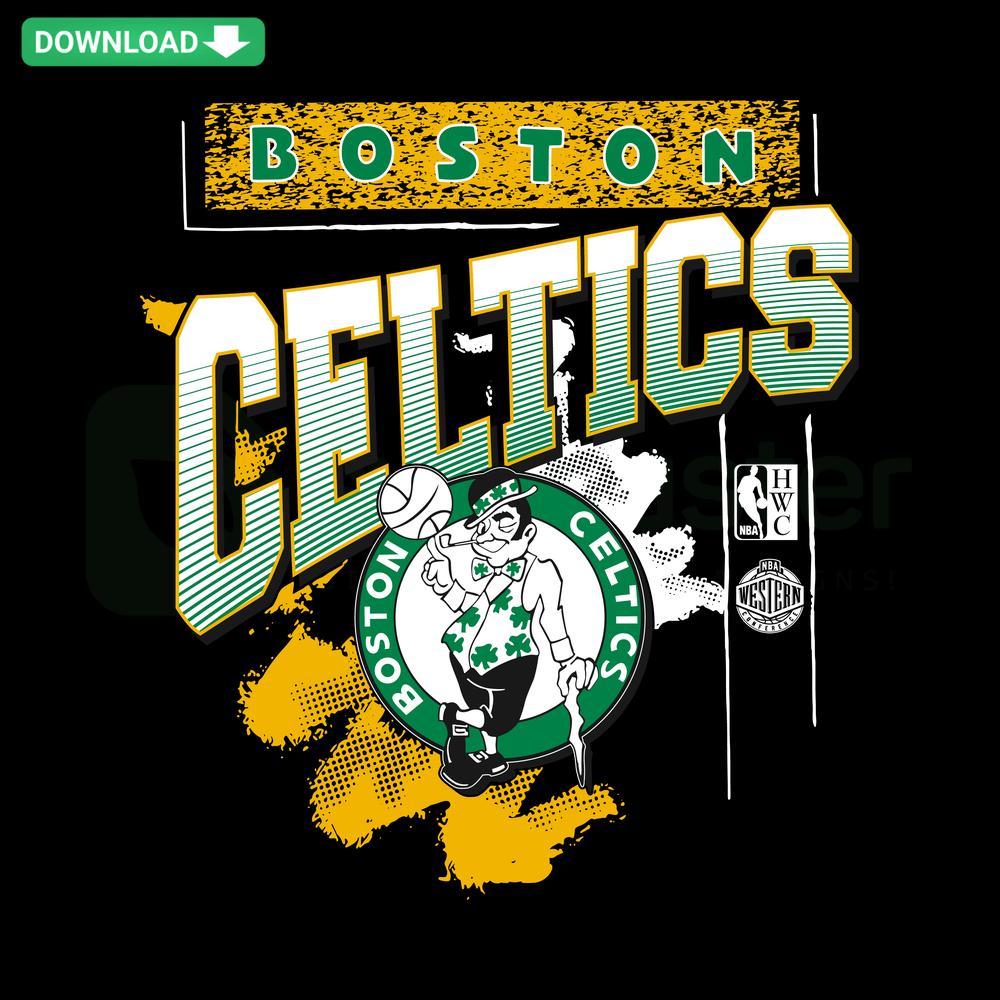Boston Celtics NBA Vintage SVG Design, Classic Green Shamrock Logo, SVGCluster Digital Assets, Basketball Vector Graphic