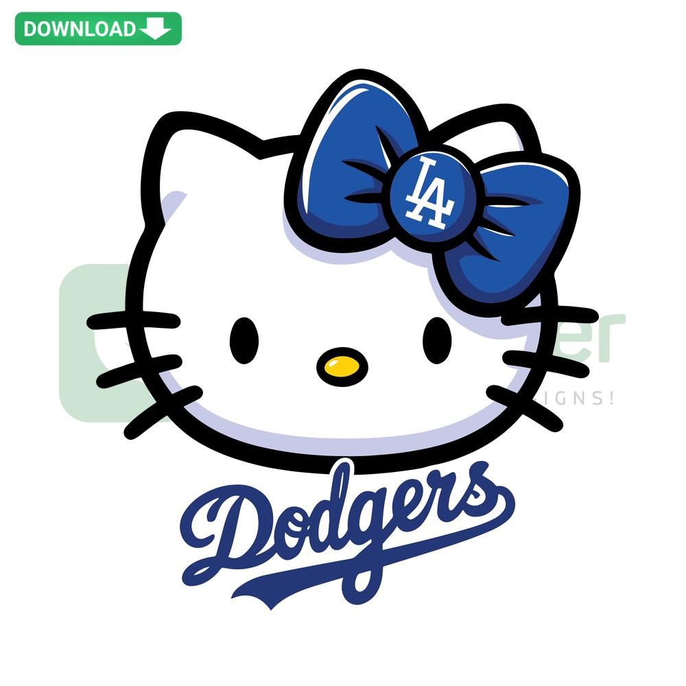 Hello Kitty Baseball LA Dodgers SVG Design - Instant Digital Download, Cute Hello Kitty in Dodgers Cap, DIY Craft File