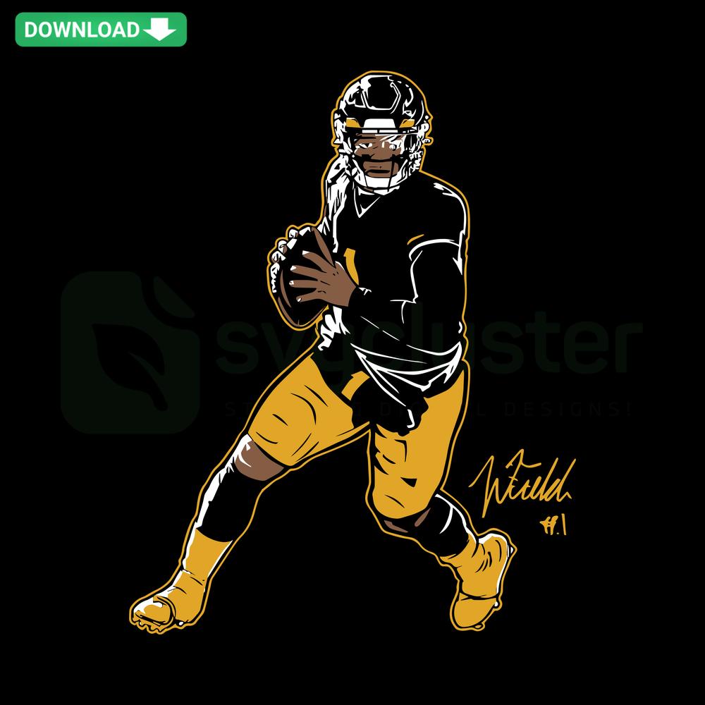 Justin Fields Pittsburgh Superstar Pose SVG, downloadable printable craft design, digital cutting file, silhouette vector art.