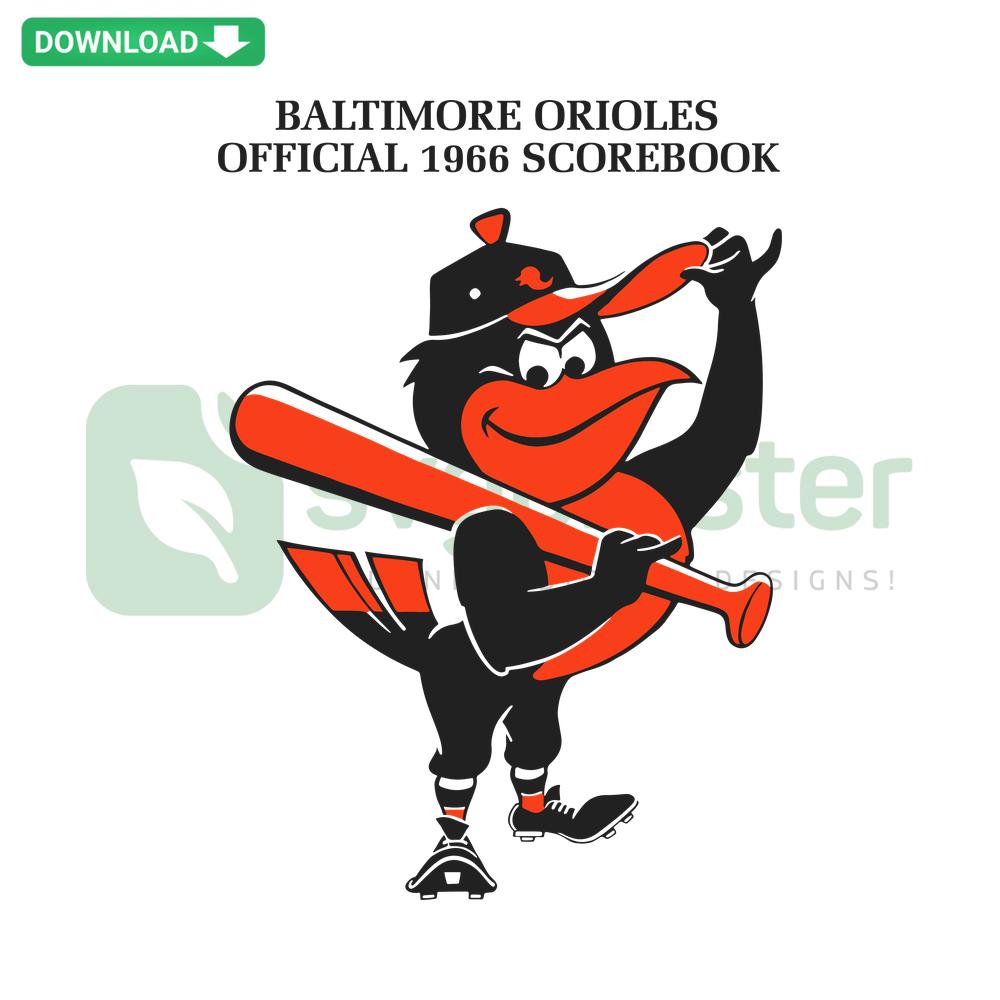 Vintage 1966 Baltimore Orioles MLB logo SVG, editable digital download; classic baseball emblem, perfect for sports illustration projects.