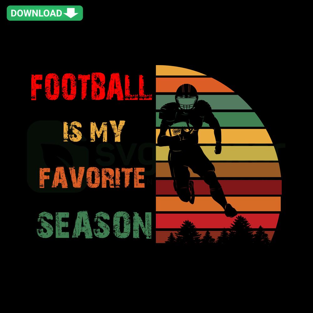 Retro Football SVG Design - Favorite Season Text with Vintage Football Graphic; Ideal for Cricut & Silhouette Projects.