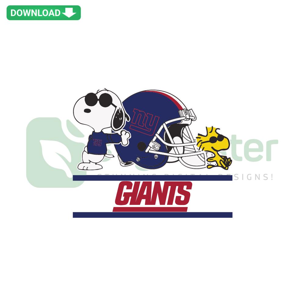 New York Giants Saints SVG with Snoopy & Woodstock, premium designer files, digital download, NFL cartoon football design.