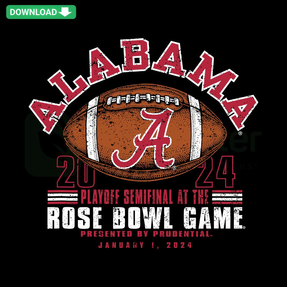 Alabama Crimson Tide Football Playoff Rose Bowl 2024 SVG File, vibrant team logo design, championship graphics collection.