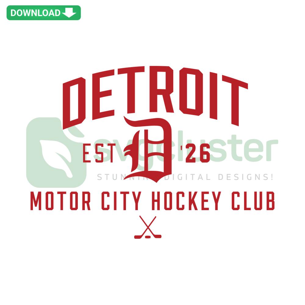 Vintage Detroit Motor City Hockey SVG Digital Download, featuring a classic hockey emblem perfect for card crafting templates.
