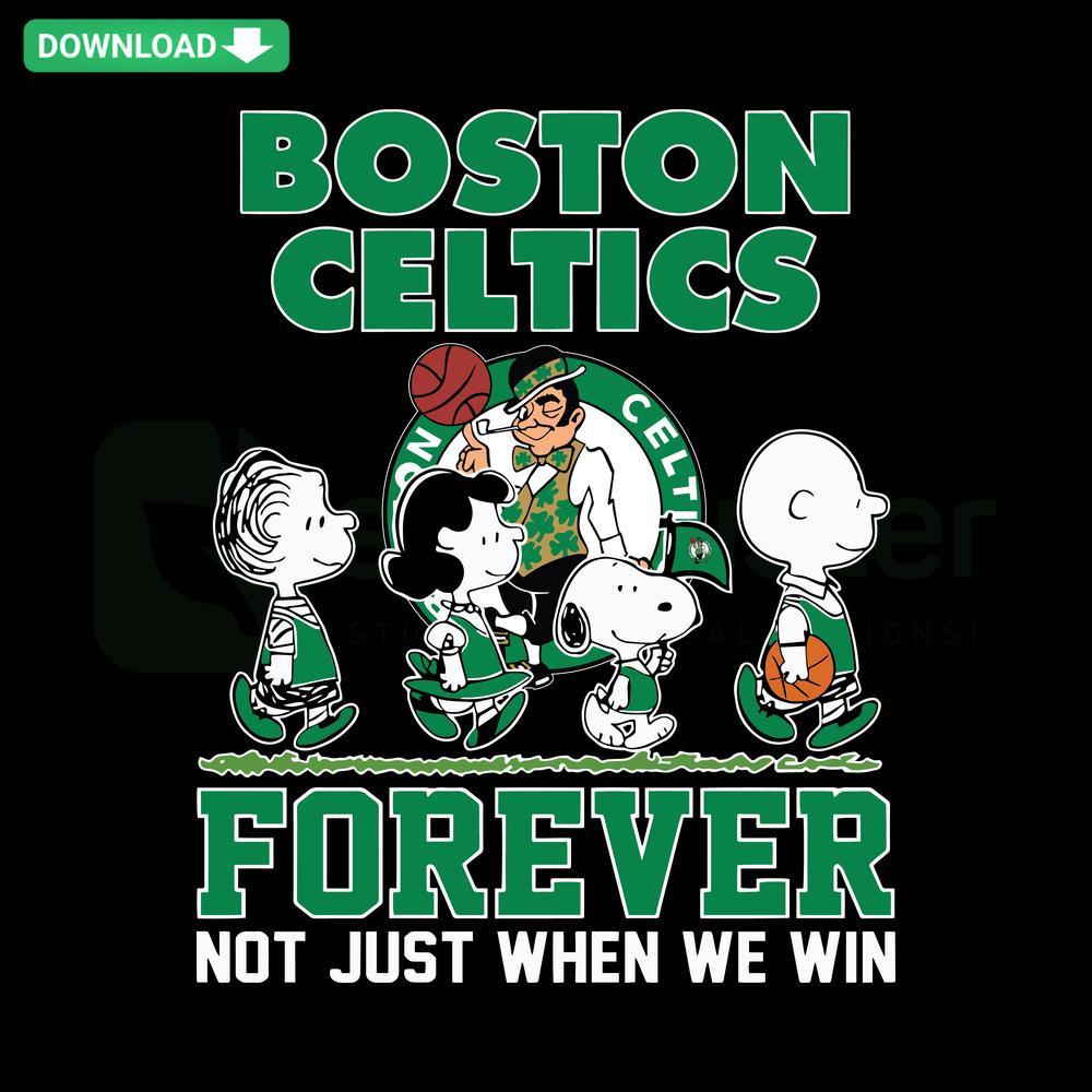 Peanuts Snoopy Boston Celtics 2024 NBA Playoffs SVG design, featuring Snoopy and friends in Celtics gear. Perfect for sports fans!