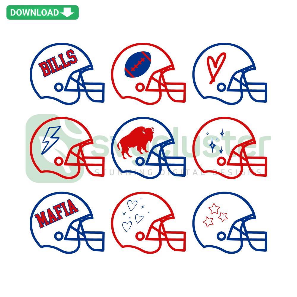 Vintage Style Buffalo Football Helmet SVG design; Cricut digital files, retro buffalo head logo, editable vector graphic template.