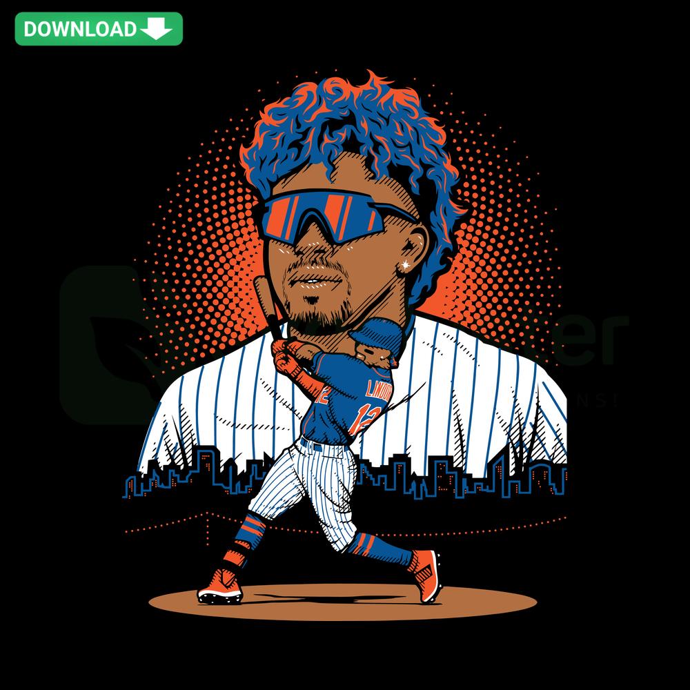 Francisco Lindor New York Mets Baseball MLB SVG, silhouette design, commercial use, instant download.
