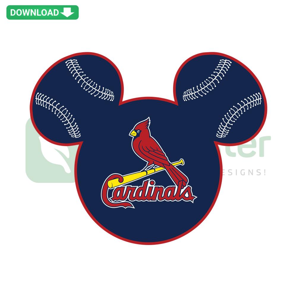 Mickey Mouse in St Louis Cardinals gear SVG design, perfect for Cricut projects; instant download, sports-themed graphic.