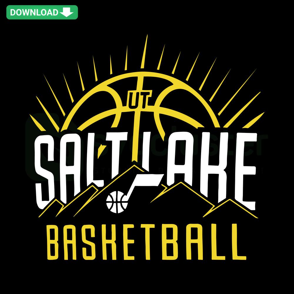 Utah Jazz Salt Lake City Basketball SVG Download: vibrant graphic for wall art featuring team colors and iconic logo motif.